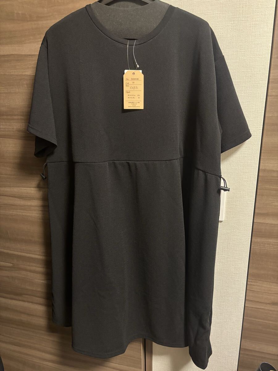 新品未使用タグ付き Mサイズ 半袖ワンピース 大きい ゆったり ゴム入り 着痩せ 着まわし シンプル 即決あり拍卖