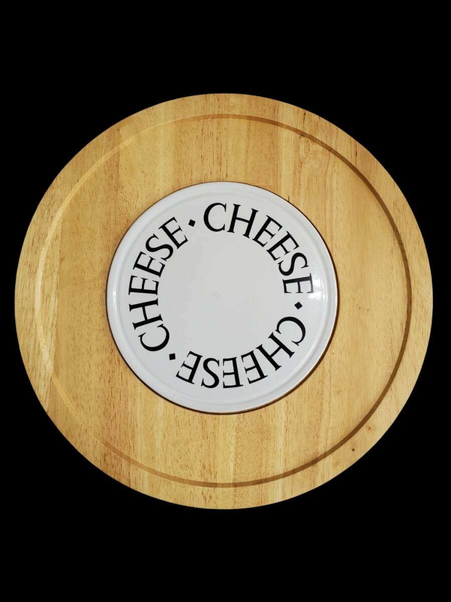STUDIO NOVA チーズボード チーズプレート カッティングボード 円形 回転台付き 直径約35㎝ CHEESE 拍卖