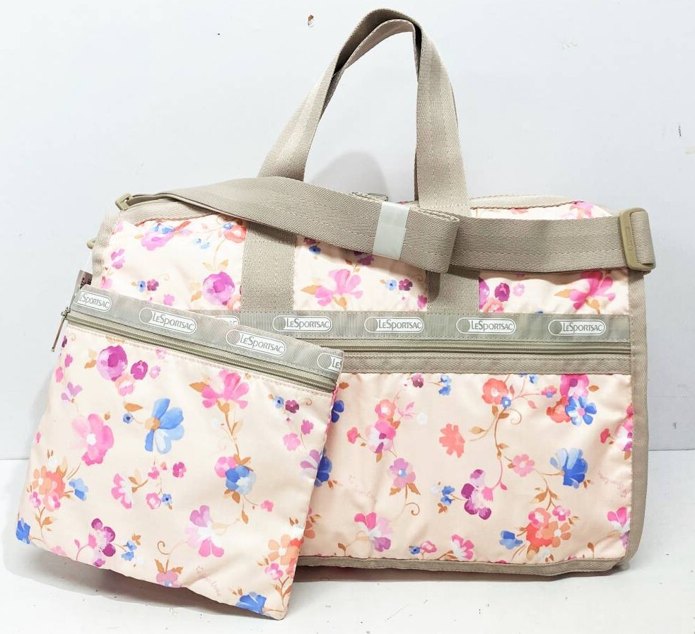 (志)【新品/タグ付】LeSportsac(レスポートサック) ボストンバッグ ポーチ付き ミディアムウィークエンダー 花柄 ピンク系 レスポ (I)0729W拍卖