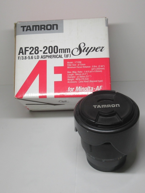 ★タムロン・AF 28-200mm・ミノルタ用レンズ★Tamron・1:3.8-5.6・中古・箱付き★ビンテージ/レア/昭和レトロ/アンティーク/コレクション★拍卖
