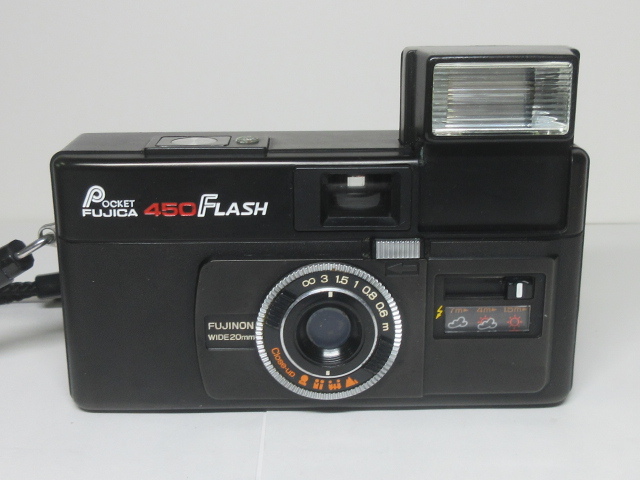 ★フジフイルム・ポケットフジカ 450 フラッシュ・コンパクトカメラ★中古・革ケース付き★ビンテージ/レア/昭和レトロ/アンティーク★拍卖