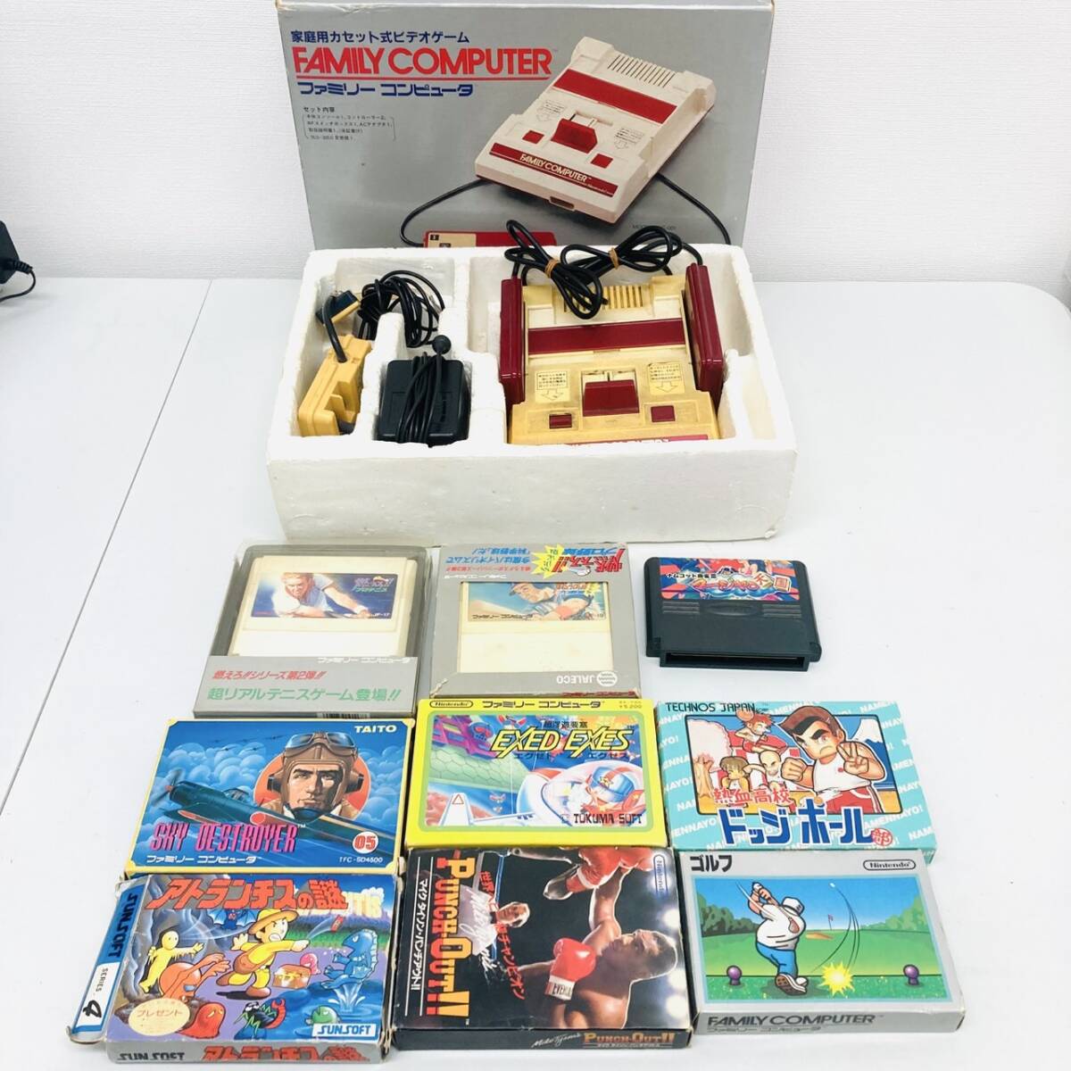 R7-125【初代ファミリーコンピューター本体 カセット9個 まとめ】ニンテンドー Nintendo ファミコン FC レトロ 当時物 1円出品 1円スタート拍卖