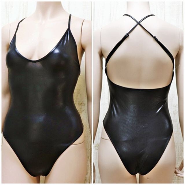 BE4-B77☆//うすぴた☆エナメル風光沢でめちゃSEXY☆バッククロス*ハイレグレオタード※一番安価な送料はゆうパケットなら250円拍卖