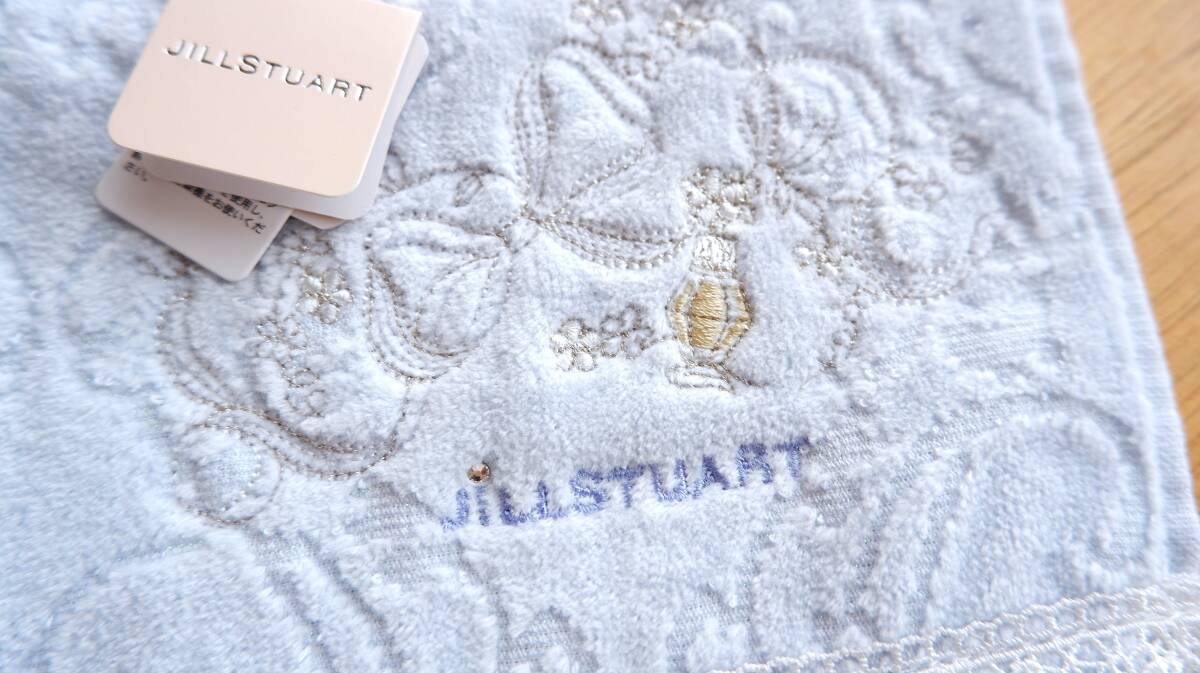 未使用 タグ付き JILLSTUART ラインストーン 刺繍 チタオルハンカチ ジルスチュアート インターモード川辺拍卖