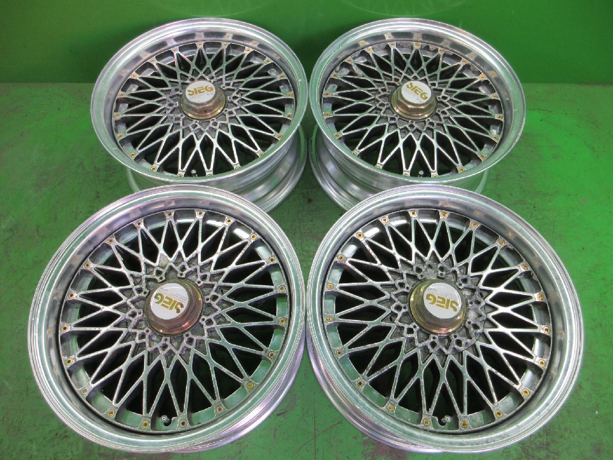 深リム!PCD114.3 SIEG-M WM41-1 メッシュ 6.5j/+15 ハブ約67㎜ 4本セット! 中古 旧車 ドリ車 USDM JDM拍卖