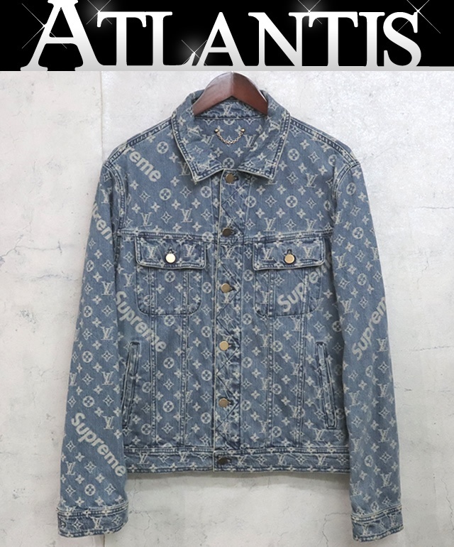 Louis Vuitton 銀座店 ルイ ヴィトン SUPREME 17AW デニム ジャケット メンズ size:52 ブルー系 99571拍卖