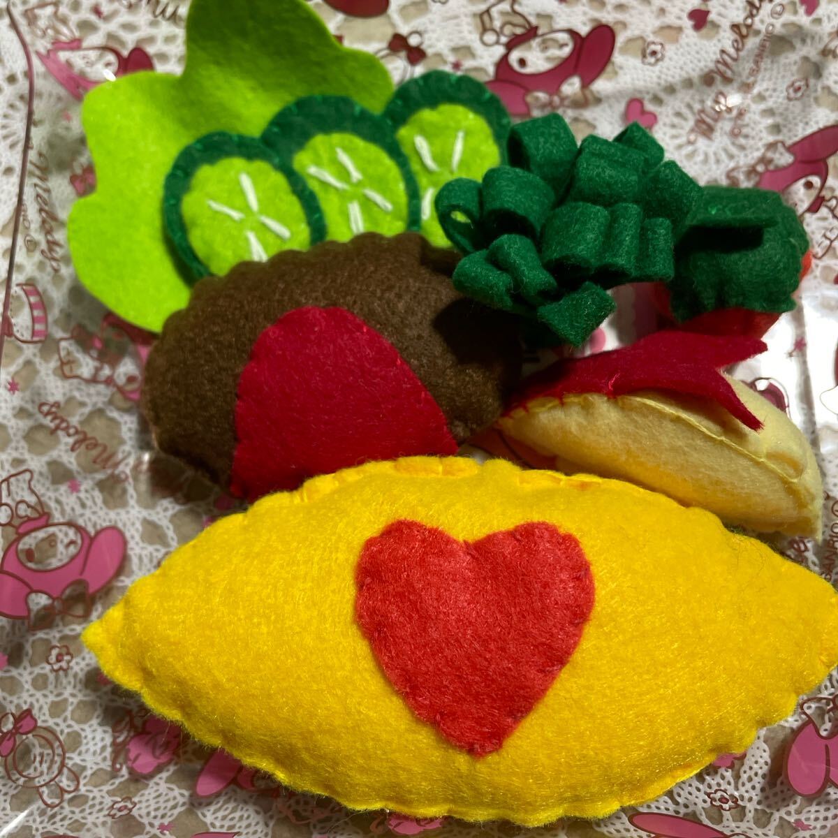 ♪ ako♪ 新品 洗える手作りフエルトおままごと オムライスセット ハンドメイド 幼稚園 保育園 お家遊び お孫さん拍卖