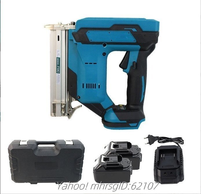 品質保証☆電動ピンタッカー 充電式 釘打ち機 単発連続切替可 家具木工用 軒天仮留め バッテリー2個セット マキタバッテリー対応拍卖