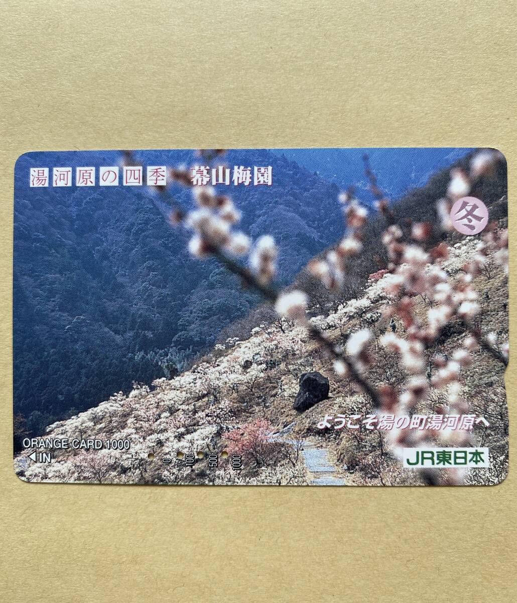 【使用済】 オレンジカード JR東日本 湯河原の四季 幕山梅園 冬 ようこそ湯の町湯河原へ拍卖