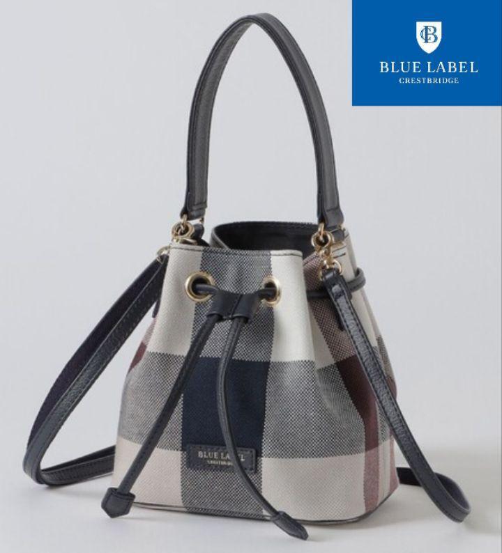 新品 ブルーレーベルクレストブリッジ 巾着ショルダーバッグ チェック ポシェット拍卖