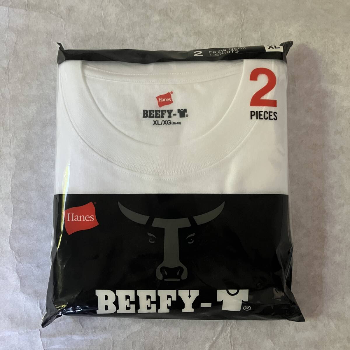 新品 Hanes ヘインズ 2P BEEFY ビーフィー Tシャツ XL 白 ホワイト H5180-2 半袖 クルーネック 無地 6.1oz 6.1オンス 2枚組拍卖