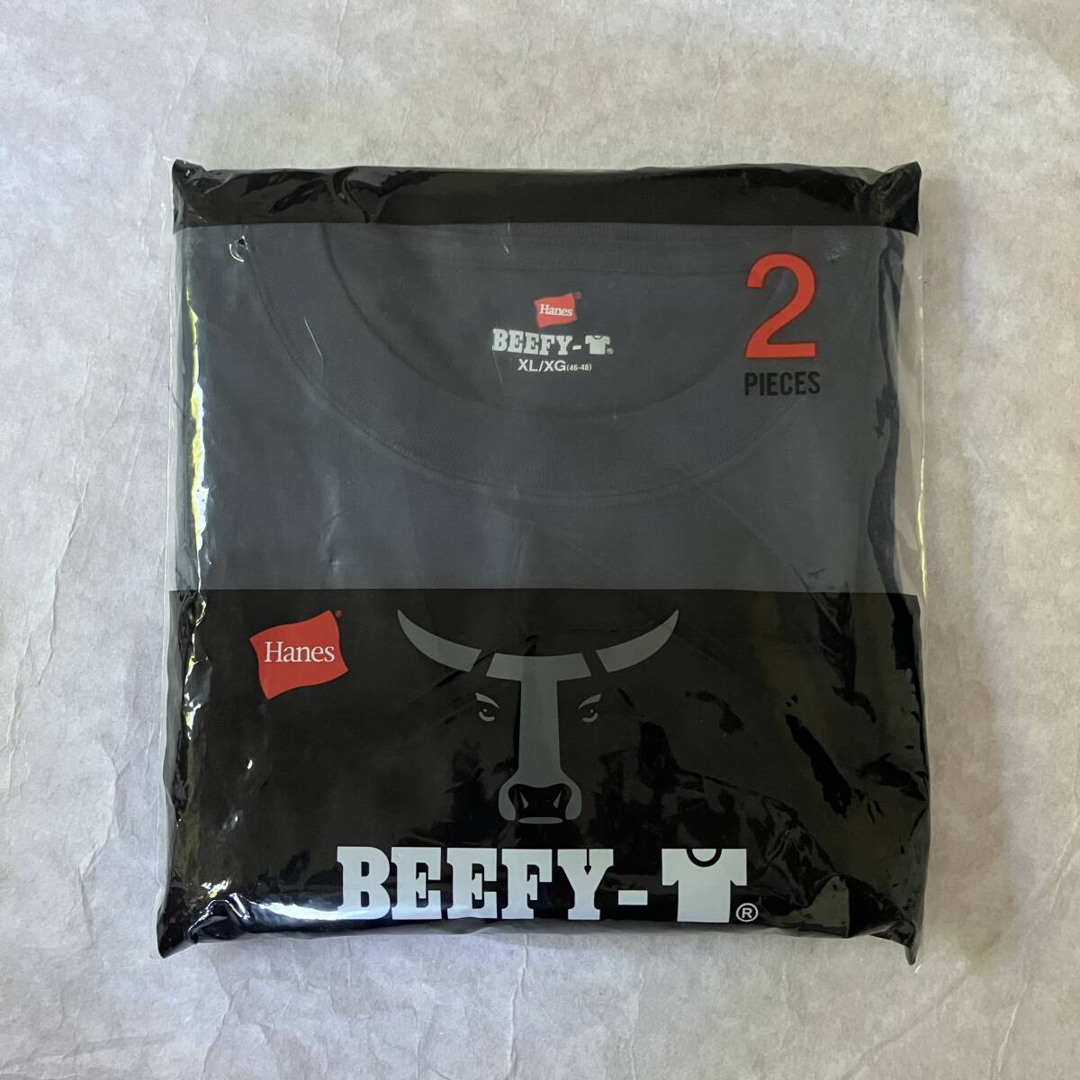 新品 Hanes ヘインズ BEEFY ビーフィー ロングスリーブTシャツ XL 紺 ネイビー H5186-2 長袖 クルーネック 無地 6.1oz 6.1オンス拍卖