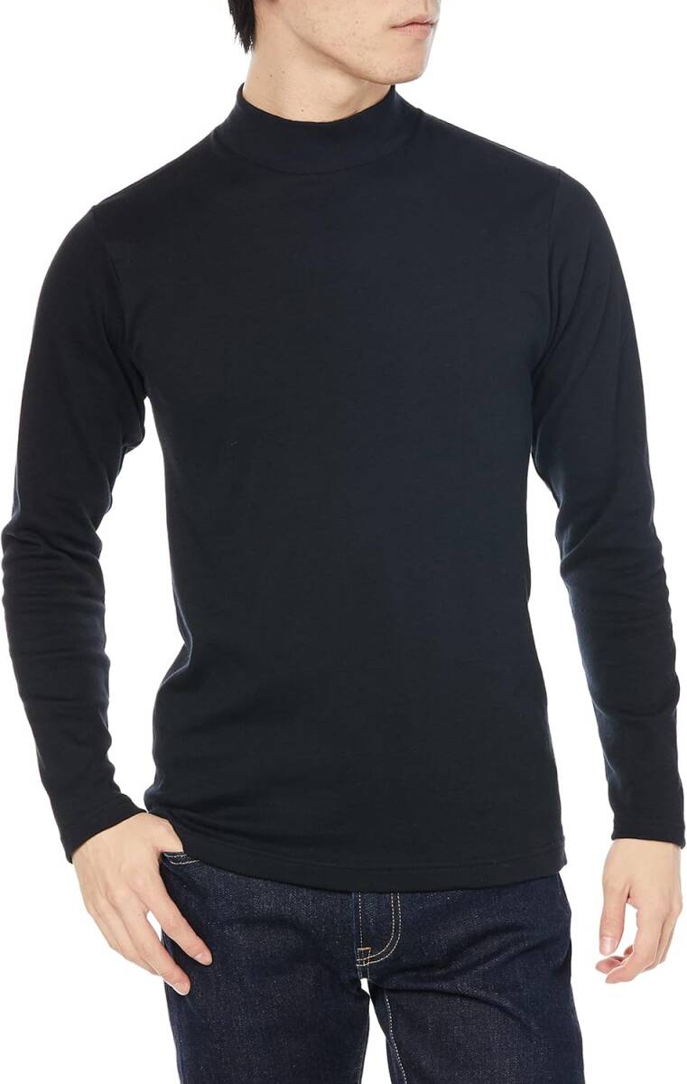 新品 Hanes ヘインズ WARM-T あったかインナー LL 黒 ブラック 防寒着 厚手インナーハイネックシャツ 長袖 暖かい 綿100% 裏起毛 HM4-Q507A拍卖