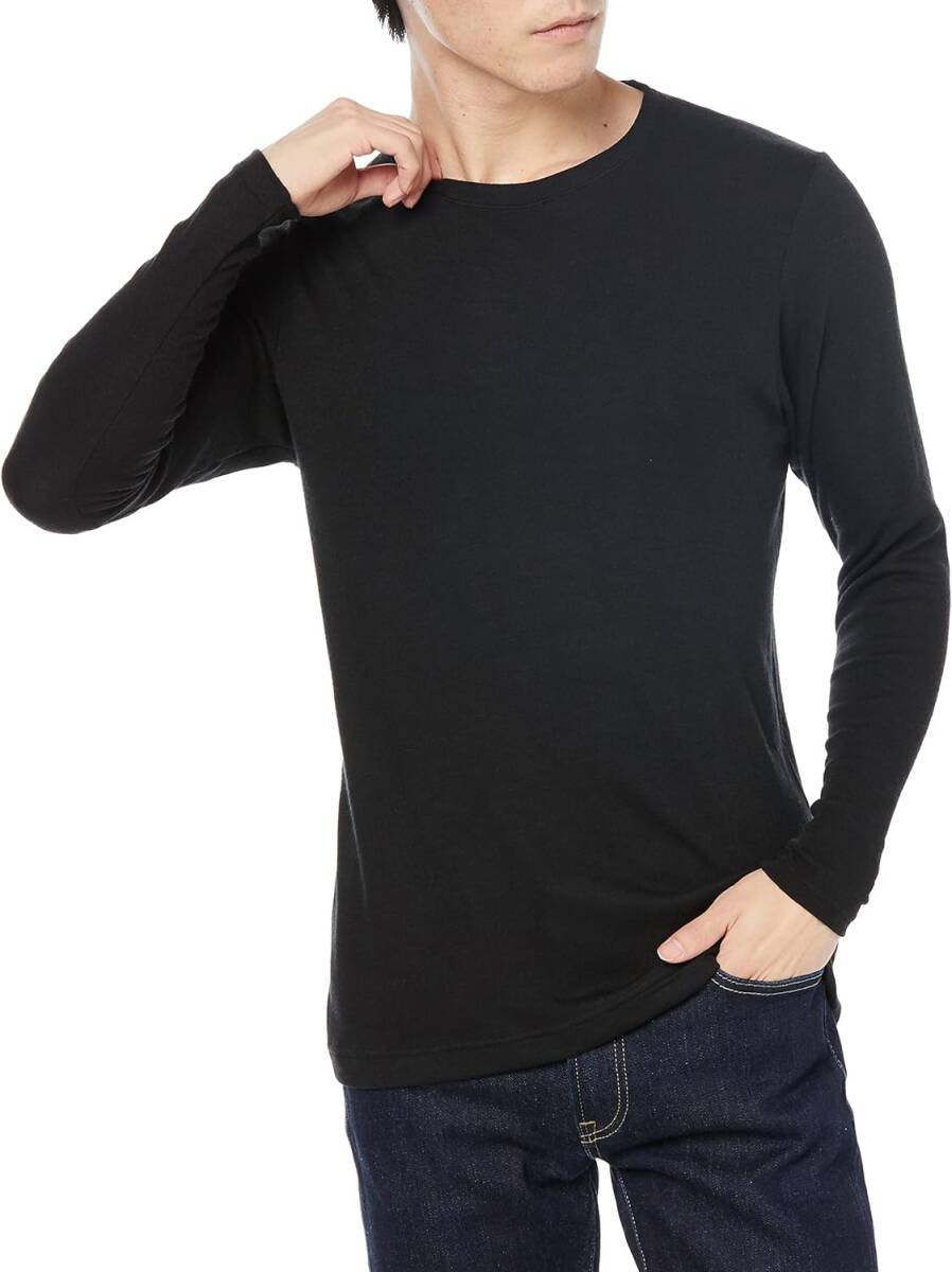 新品 Hanes ヘインズ WARM-T あったかインナー LL 黒 ブラック 防寒着 フリース素材 厚手インナーシャツ 長袖 暖かい 起毛 HM4-Q508A拍卖