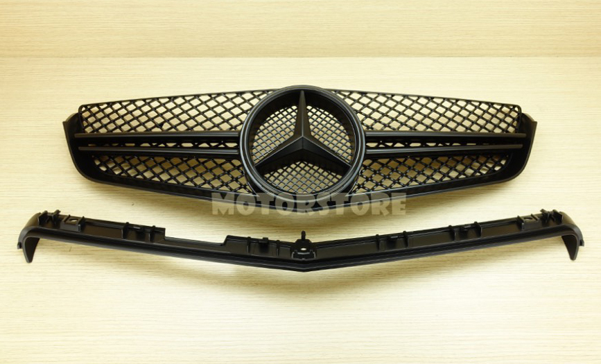 ベンツ W207 C207 マットブラック ラジエターグリル ABS材質 フロントグリル 平成22-25年 BENZ Eクラス クーペ 艶消し黒拍卖