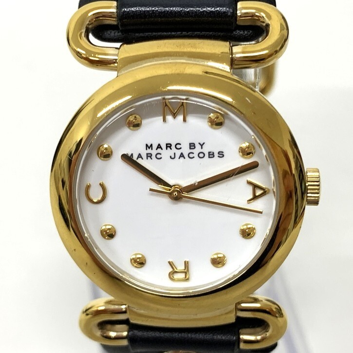 MARC BY MARC JACOBS マーク バイ マーク ジェイコブス MBM1309 【中古】 ゴールド×ブラック レザーベルト ブランド 腕時計 AEN7-21GI拍卖