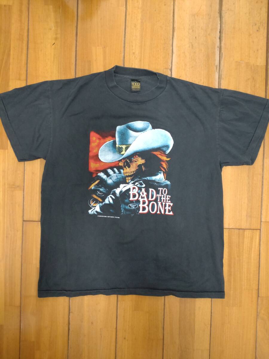 ビンテージ Tシャツ 3D EMBLEM スカル バイカー USA製 ビンテージ 3Dエンブレム モーターサイクル ヴィンテージ ハーレー拍卖