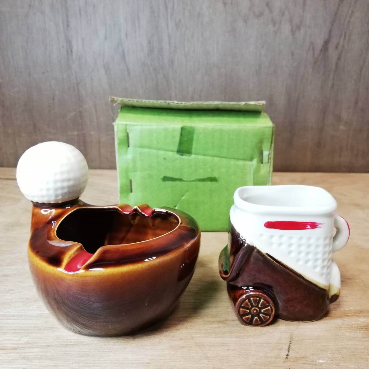 未使用 ヴィンテージ ゴルフクラブ 灰皿 タバコ入れ 磁器製 ゴルフ 拍卖