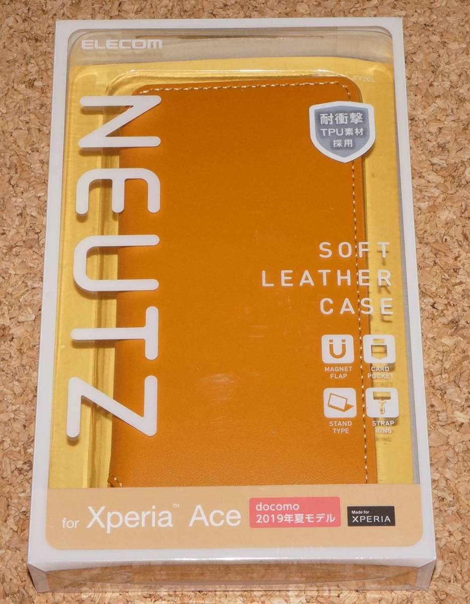 ★新品★ELECOM Xperia Ace SO-02L レザーケース NEUTZ キャメル拍卖