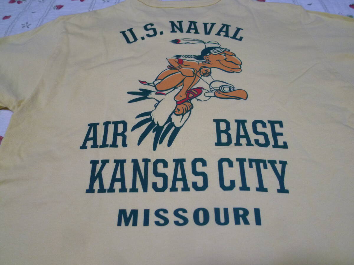 USA製 バズ リクソンズ ミリタリー Tシャツ S イエロー BUZZ RICKSON’S U.S.NAVAL AIR BASE “KANSAS CITY”拍卖