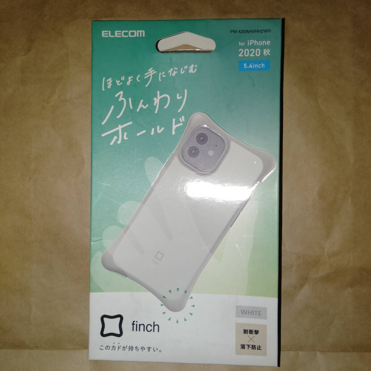 ELECOM iPhone 12 mini ハイブリッドケース finch ふんわりホールド ホワイト 四隅エアクッション配置 液晶面下に向け置いても傷付きにくい拍卖