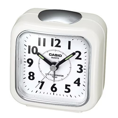 【新品・保証付/即決/送料600円】 CASIO トラベルクロック コンパクト ライト TQ-157-7BJF ホワイト 目覚まし時計 置き時計 M50729-14拍卖