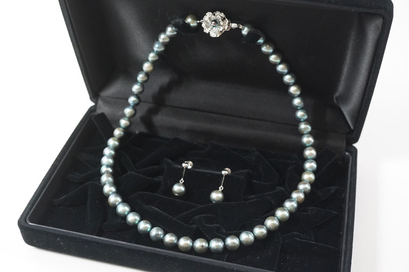 【G354】パール 真珠 ネックレス イヤリング まとめて 留め具:SILVER/シルバー イヤリング:K14WG 総重量:38.08g 最大直径:7.9mm 箱付拍卖