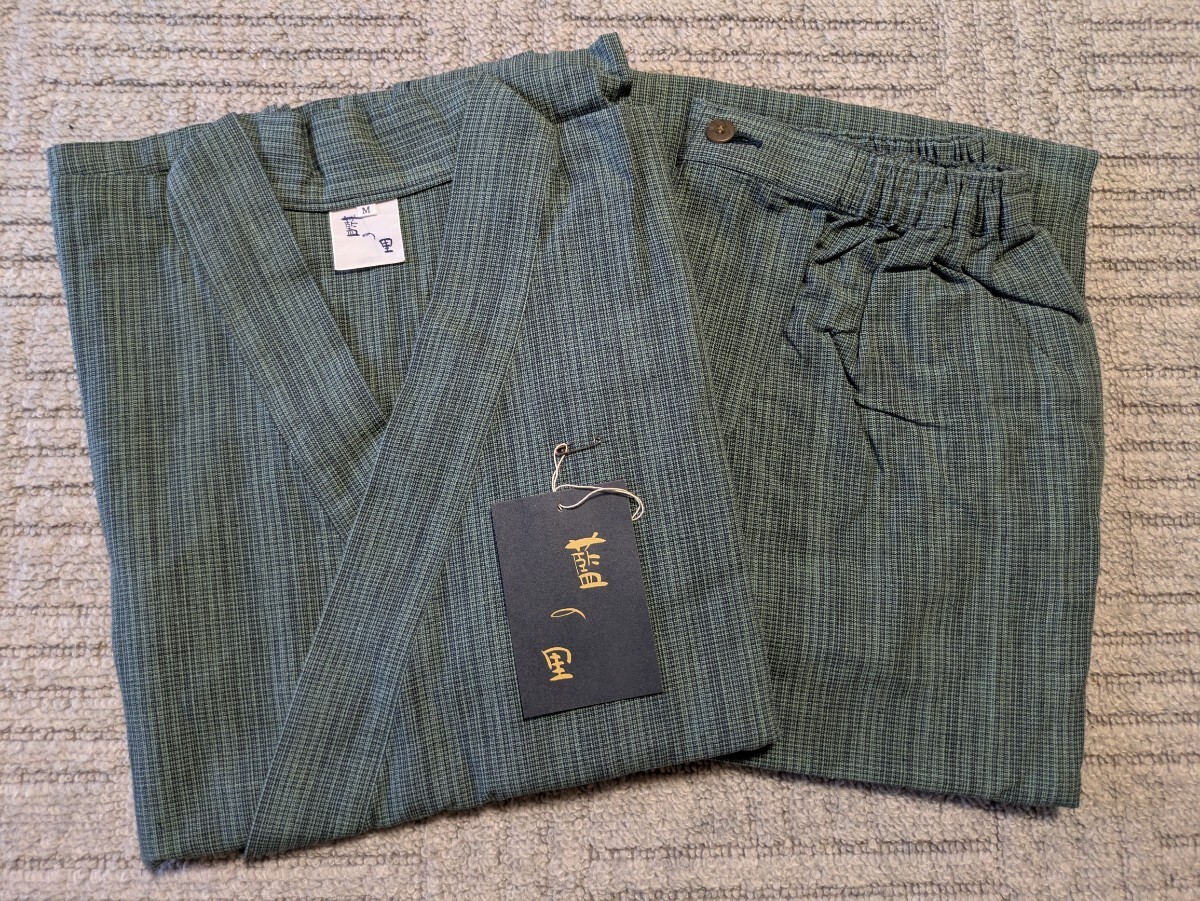 産地 岡山 井原 日本製 藍の里 作務衣 上下セット サイズM 最高級 和装 和服 甚平 法衣 袈裟 仏教 装束 仏具 威儀 職人 倉敷 780D拍卖