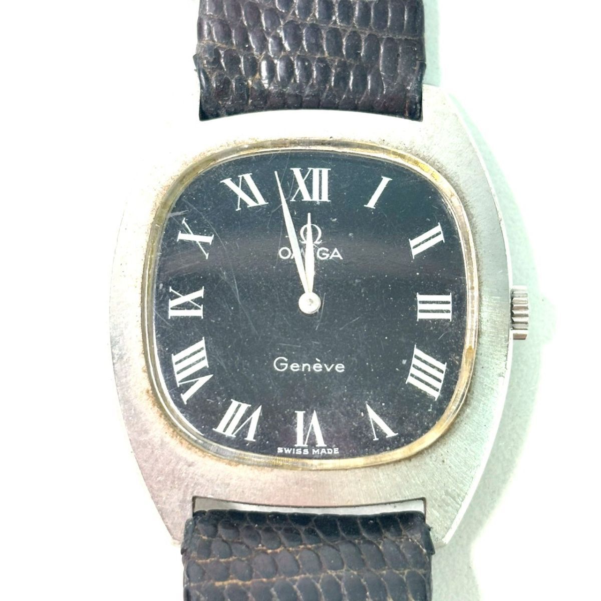 【稼働品】OMEGA オメガ Geneve ジュネーブ ブラック文字盤 手巻き 腕時計 IT39SEQCGFMO B35拍卖