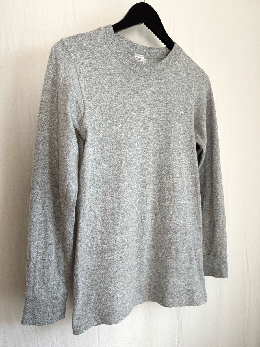 1980s CHAMPION 88/12 無地 ロングスリーブ T-SHIRT USA製 杢グレー トリコタグ ヴィンテージ拍卖