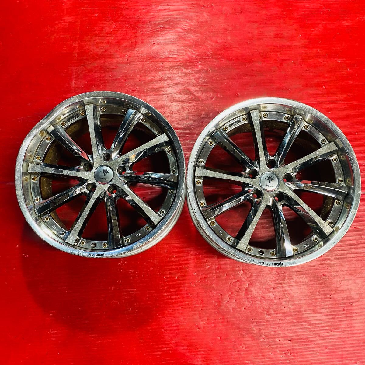 weds Kranze ヴィシュヌ サイズ 19×9.5JJ PCD114.3 H5 OFF +44 ハブ径約73mm 傷汚れあり 2本セット拍卖