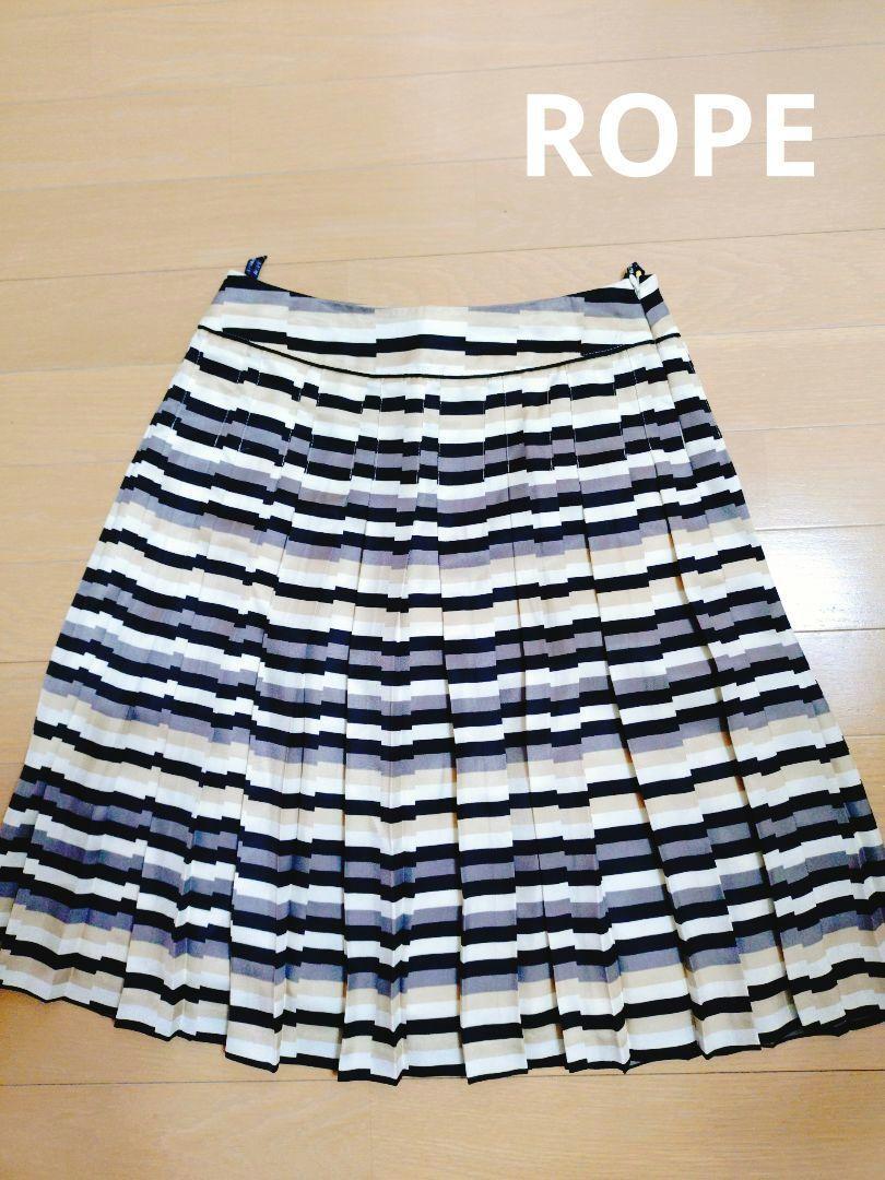 ROPE ストライプ プリーツスカート サイズ9 春 夏拍卖