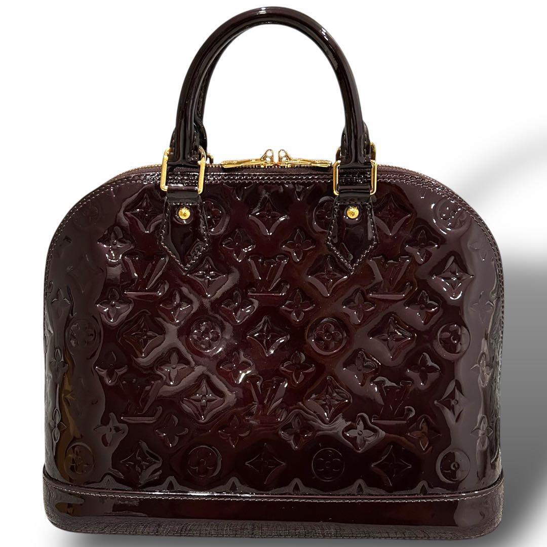 極美品 格安スタート 売り切り LOUIS VUITTON ヴィトン アルマ ヴェルニ アマラント ハンドバッグ エナメル拍卖
