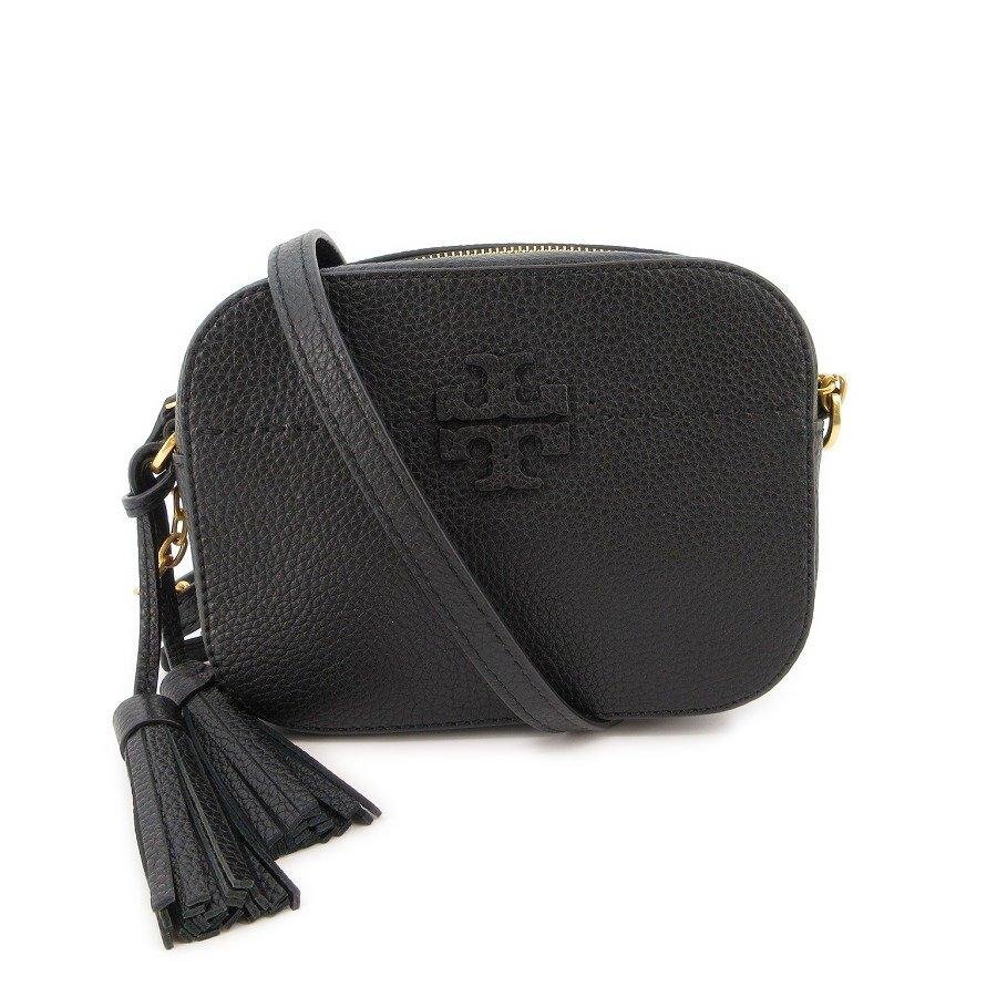 送料無料 美品 トリーバーチ TORYBURCH ショルダーバッグ ポシェット レザー タッセル マックグロー 黒 レディース拍卖