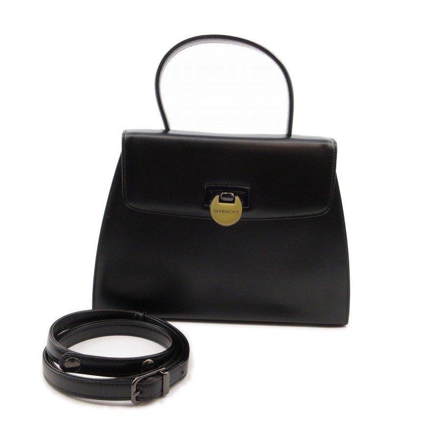 送料無料 美品 ジバンシィ GIVENCHY ハンドバッグ ショルダーバッグ 2WAY レザー 黒 ブラック系 レディース拍卖