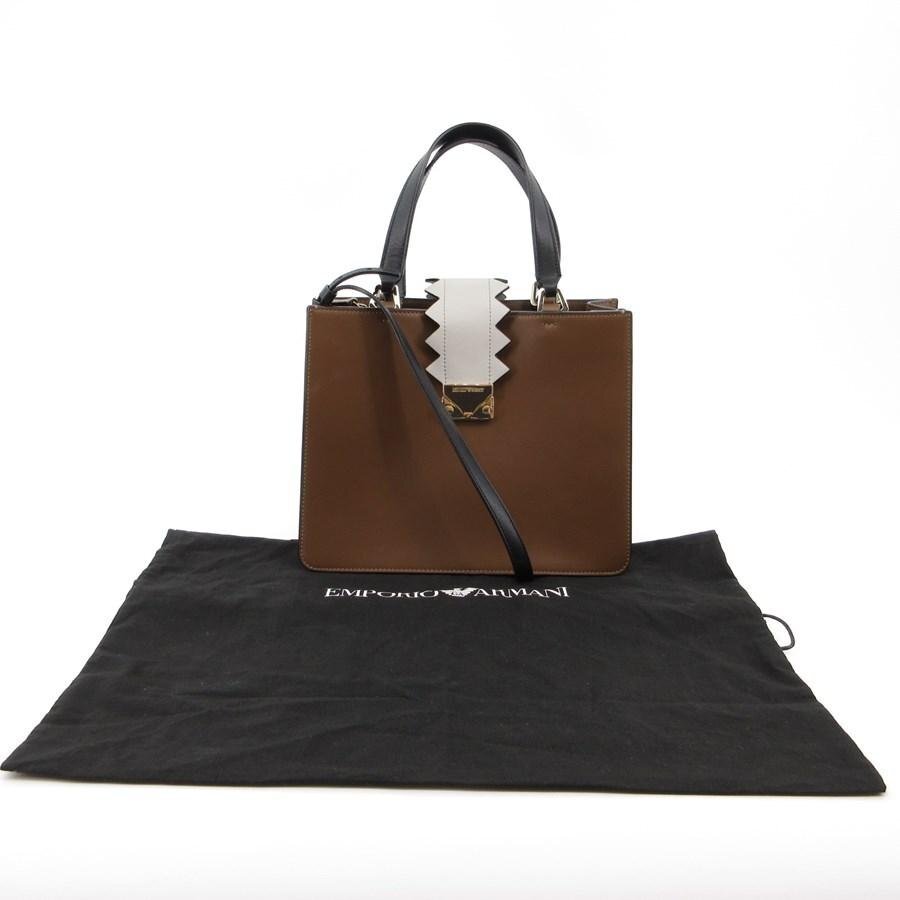 送料無料 エンポリオアルマーニ EMPORIO ARMANI ハンドバッグ ショルダーバッグ レザー 2WAY 茶系 レディース拍卖