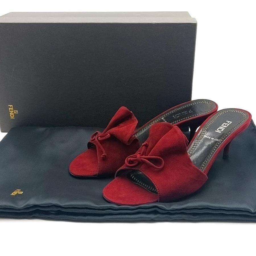 送料無料 美品 フェンディ FENDI サンダル 靴 シューズ パンプス スエード 8/0149 イタリア製 36 レディース拍卖