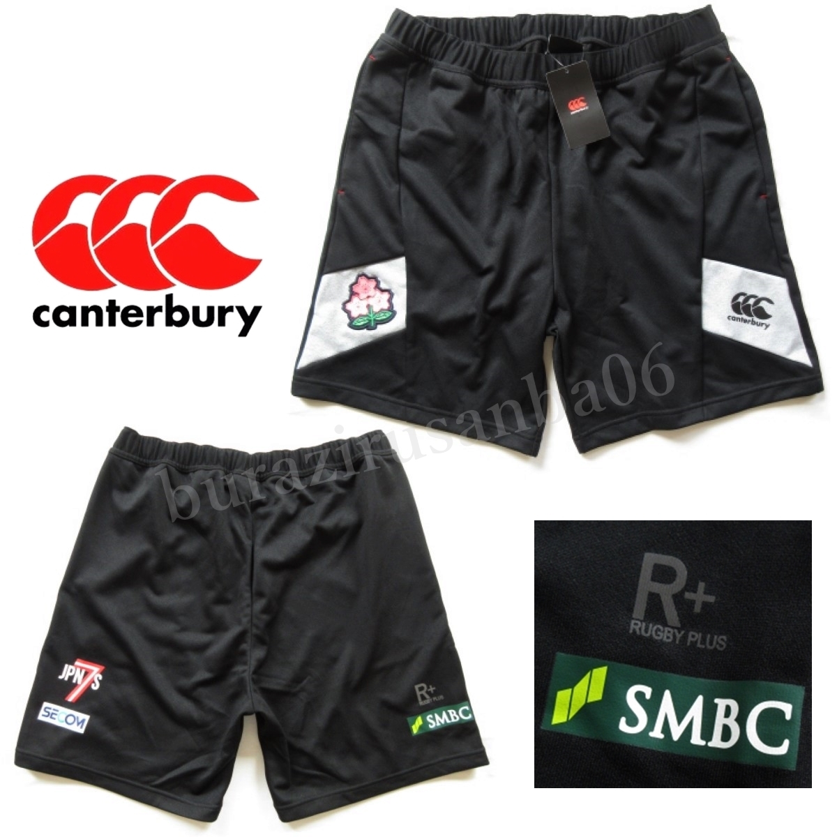 メンズ 3L◆未使用 定価9,350円 カンタベリー ラグビー セブンズ日本代表モデル スウェット ロングショーツ ハーフパンツ 黒 R20026SM拍卖