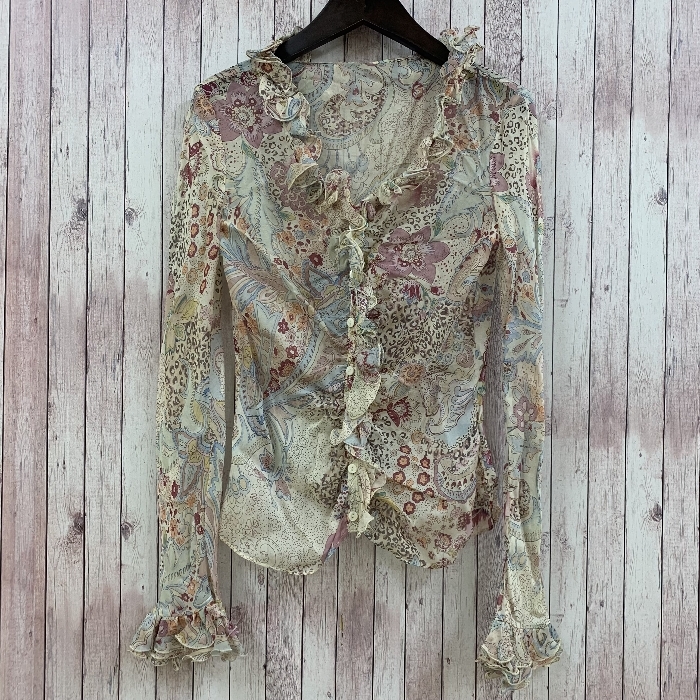 エポカ EPOCA ブラウス 長袖 薄手 シルク 花柄 フラワー 40 ピンク系 レディース拍卖