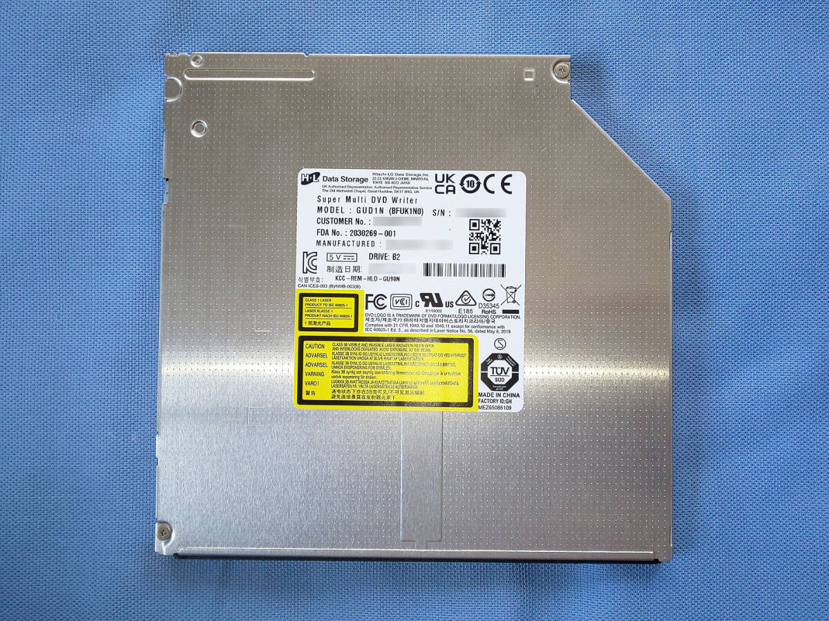 ■Hitachi LG Data Storage GUD1N スリムDVDマルチドライブ 9.5mm SATA接続 製造2022.4.14 製 作動確認 NO49■拍卖