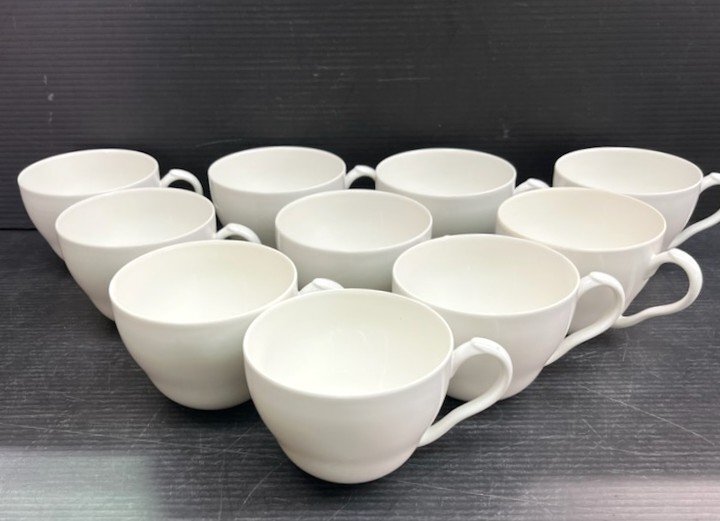 ★ 99925 スープ碗 スープカップ ティーカップ10個 320ml サイズ幅13x奥行10x高さ7cm ホワイト 未使用(長期保管の汚れ有)★拍卖