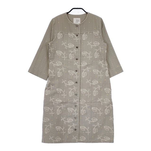 Sally Scott 刺繍 お花 ノーカラー 7AR コート ベージュ サリースコット 5-0619M 263261拍卖