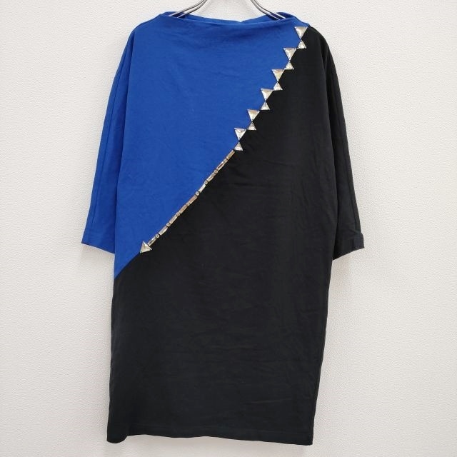 MARC JACOBS 装飾付き ボトルネック 切替 サイズXS/TP ワンピース ブルー ブラック マークジェイコブス 4-0603M 239681拍卖