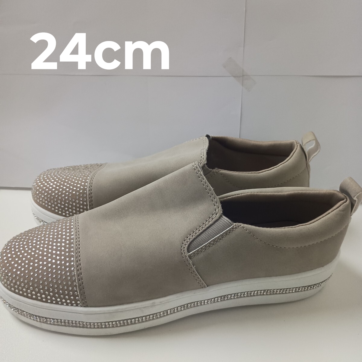 アルファキュービック グリッターアクセント 厚底スリッポン24cm拍卖