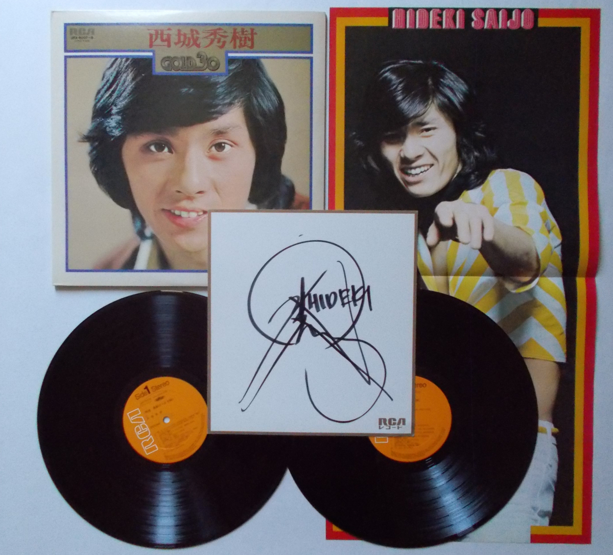 直筆サイン付2枚組LP 西城秀樹 ”西城秀樹GOLD30” JRX-9007~8拍卖