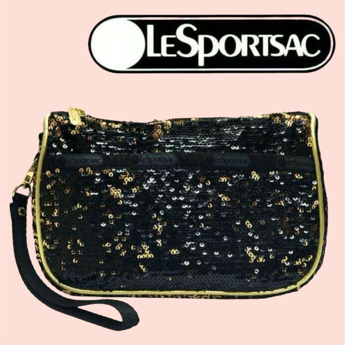 LeSportsac レスポートサック スパンコール コスメポーチ 限定品 ゴールド拍卖
