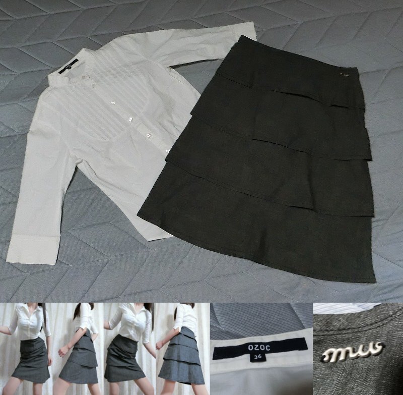 d3★オゾック×MUSEE D' UJI ミューゼドゥウジ★セット★ブラウス&フリルスカート ロゴ入り拍卖