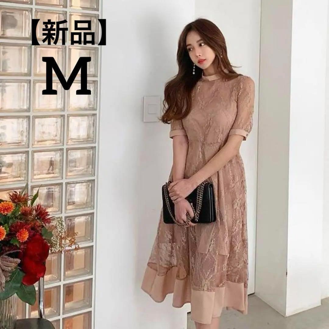 【新品】レース ワンピース ドレス エレガント シアー ロングワンピース お嬢様 上品 ナイトドレス キャバ セクシー くすみピンク拍卖