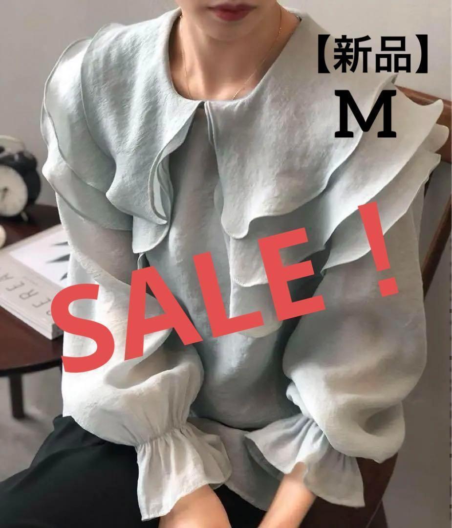 【高品質】ブラウス ラッフルカラー シアー フリル ビッグカラー カラーブラウス オフィス シャツ インナー おしゃれ 上品 襟拍卖