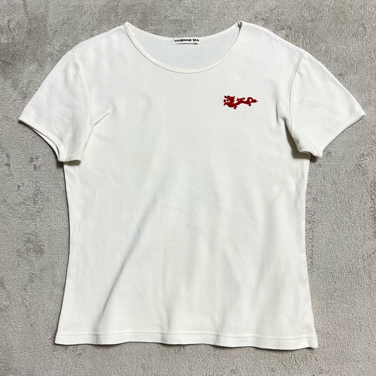 ★送料360円★VIVIENNE TAM ヴィヴィアンタム 半袖 Tシャツ カットソー 白 ホワイト レディース チビT y2k サイズ0 日本製 R-7821拍卖